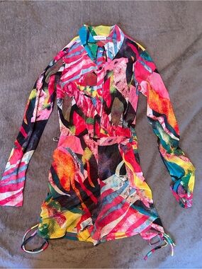 Women NWT Multi Colored Romper Large